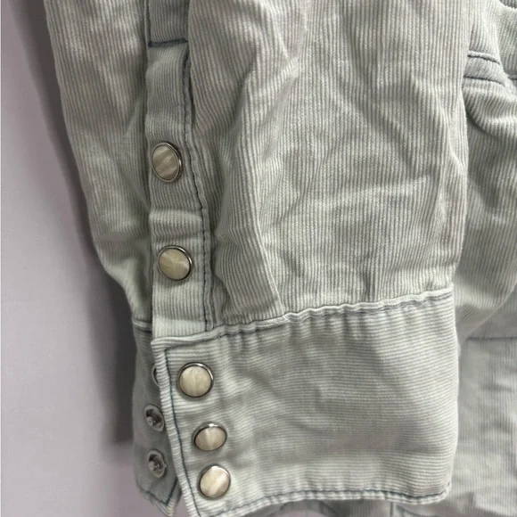 We The Free Mary Jean Baby Cord Shirt Teal Size Medium - Picture 3 of 7
